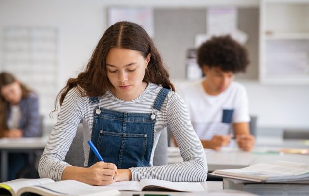 High,School,Student,Taking,Notes,From,Book,For,Her,Study. High,School,Student,Taking,Notes,From,Book,For,Her,Study.